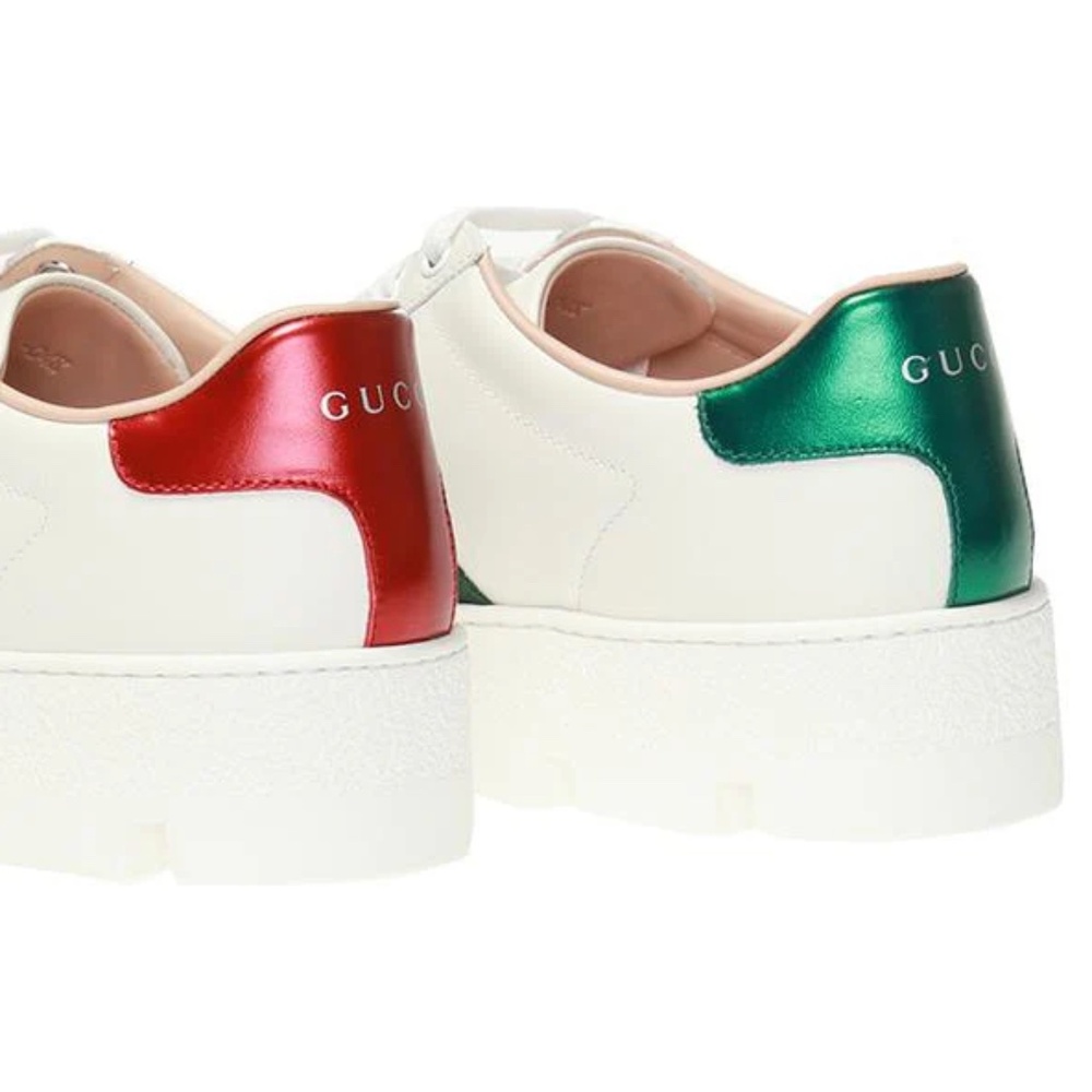 GUCCI Ace Women's White Leather Platform Sneakers Size 8.5 NIB 577573 - Picture 3 of 12